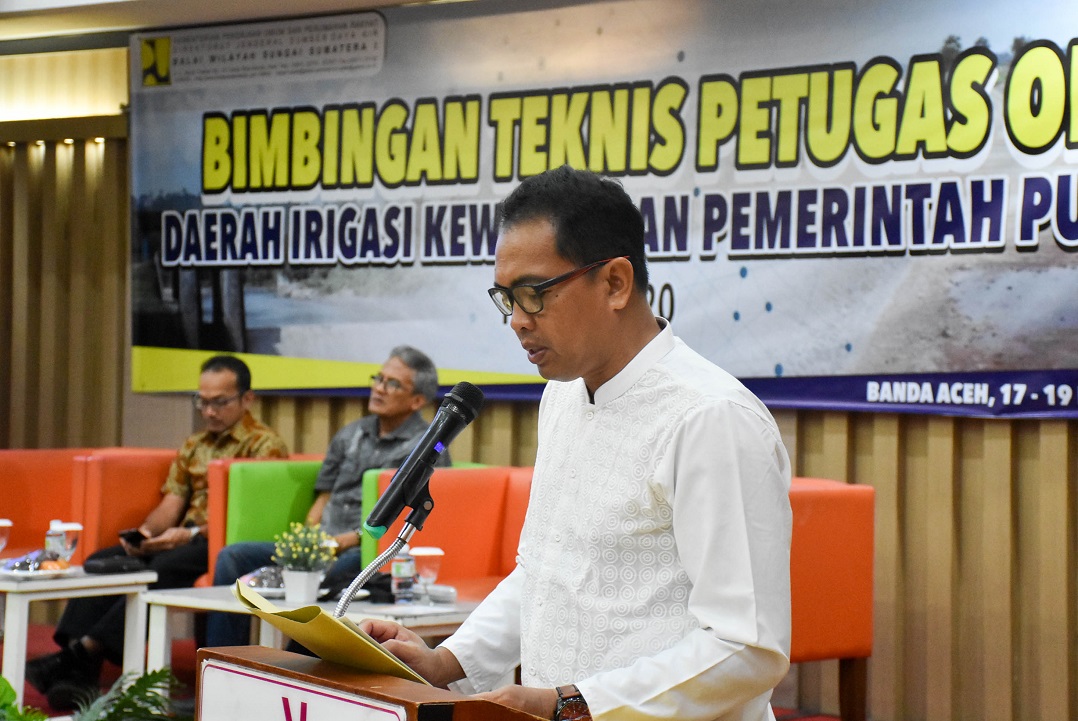 Sambutan dan Pembukaan Bimbingan Teknis Petugas OP Irigasi Tahun 2020 oleh Bapak Ir. Djaya Sukarno, M.Eng 