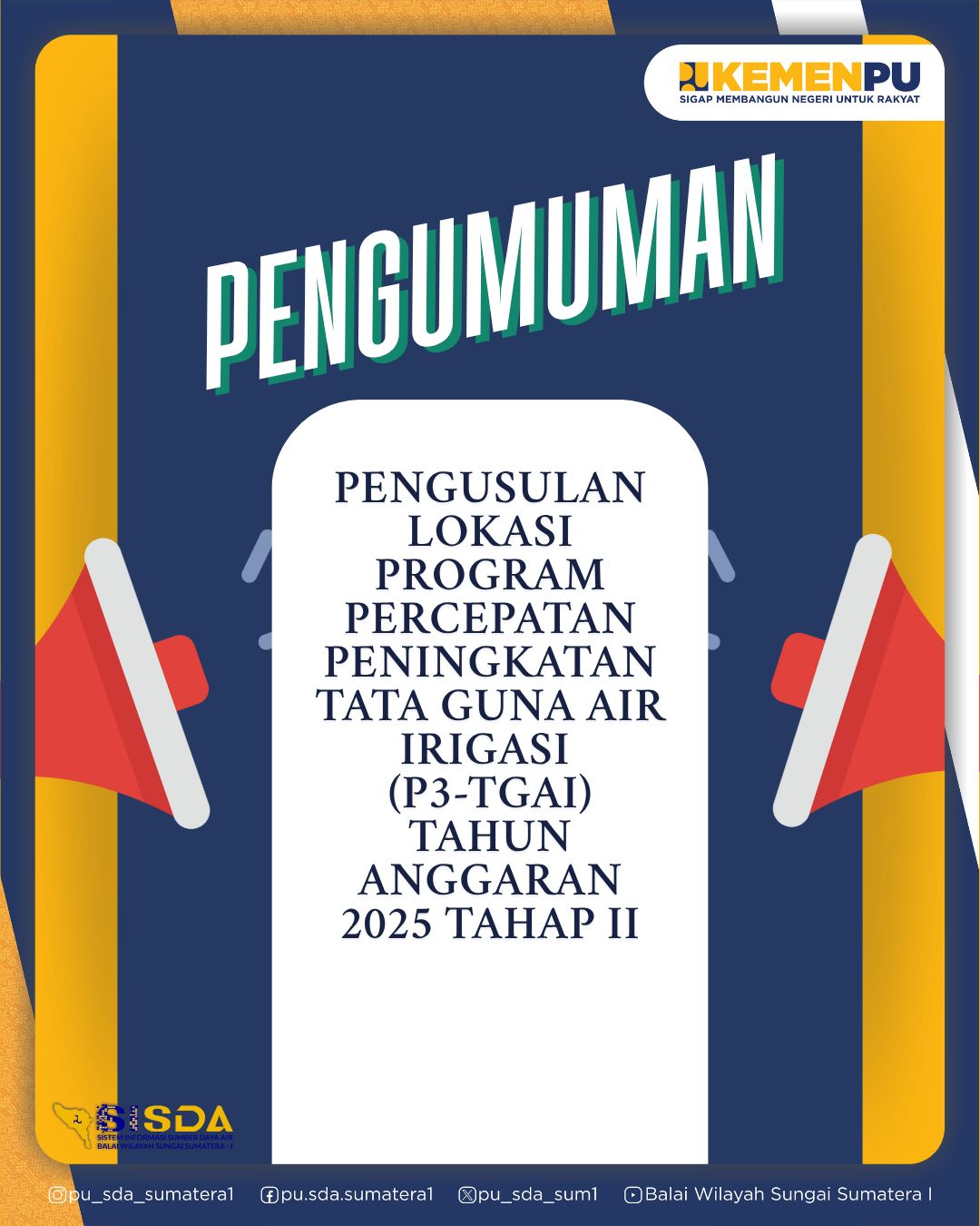 Pengumuman Lokasi Program P3-TGAI Tahun Anggaran 2025 Tahap II